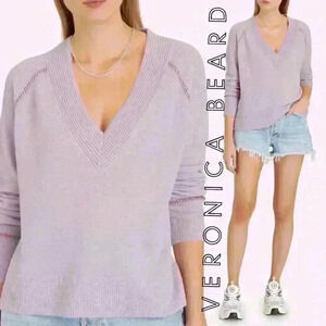 VERONICA BEARD Preta Lilac V-Neck Cashmere Sweater